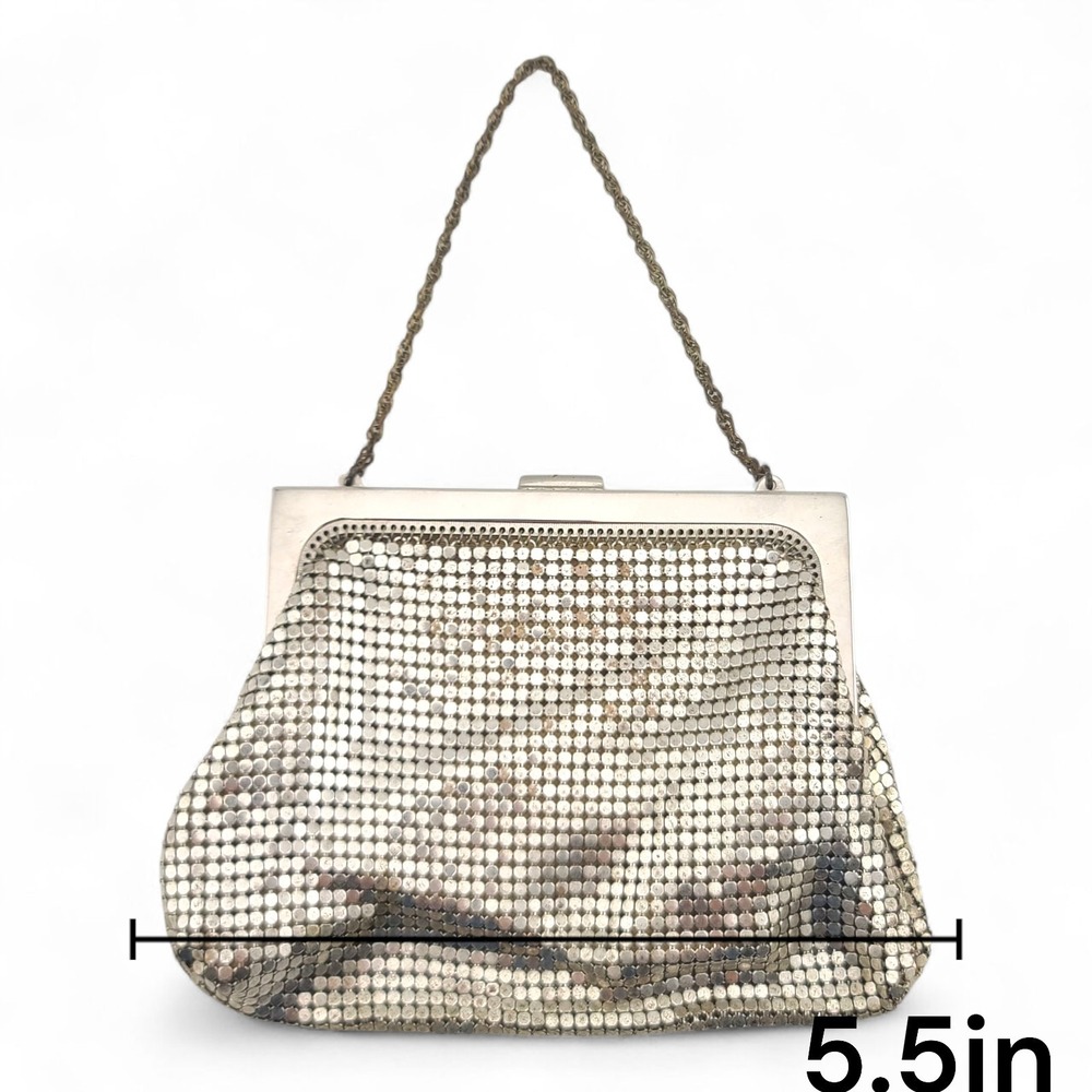 Vintage Whiting & Davis Silver Mesh Chain Strap Evening Purse Made in USA - Picture 11 of 12